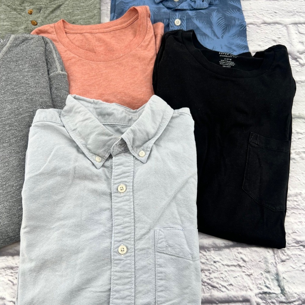 Mens American Eagle Lucky Brand Shirt Lot 6pc Medium Button Up Henley Tee KS-G1 - Picture 5 of 8